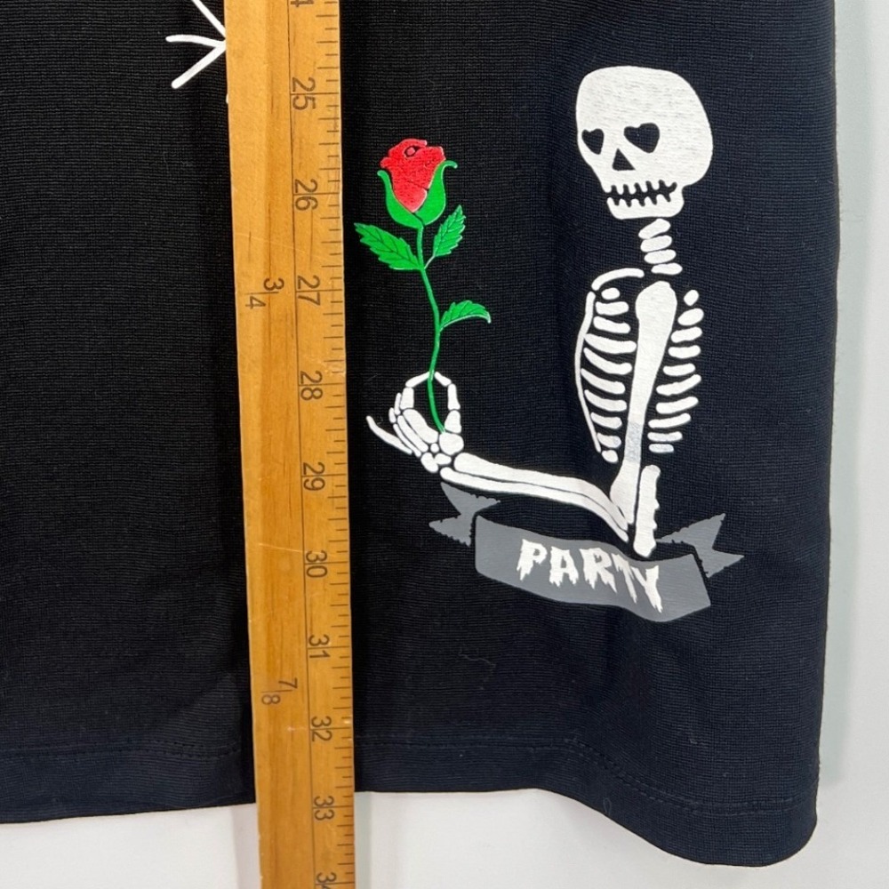 Zara Mini Dress Size S Black Ruffle Sequin Skeleton Spooky-Core Goth Punk Y2K - Picture 6 of 8